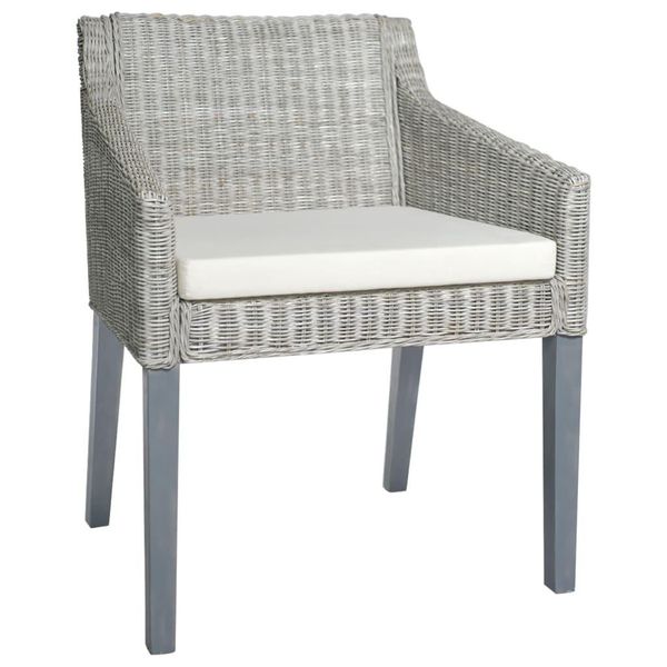 Vidaxl Sedie Da Pranzo Con Cuscino 2 Pz. Rattan Naturale Grigio-image