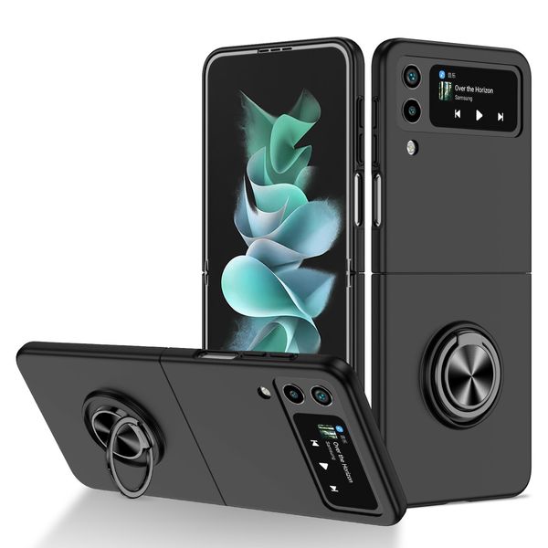 Custodia Rigida Sottile Per Samsung Galaxy Z Flip 4 5G, Con Supporto Ad Anello Nero-image