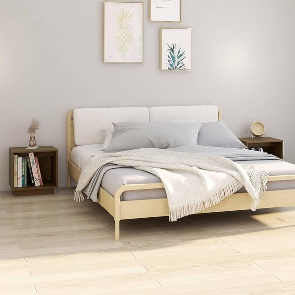Comodini 2 Pz. Marrone Miele 40X30X40 Cm In Legno Di Pino Massiccio-image