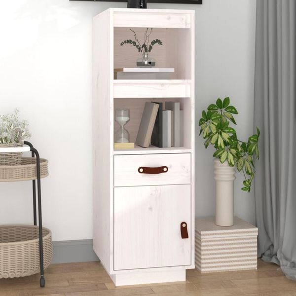 Vidaxl Credenza Bianca 34X40X108,5 Cm In Legno Di Pino Massiccio-image