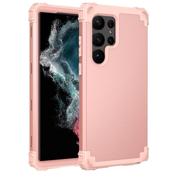 Custodia Per Samsung Galaxy S23 Ultra Hybrid 3In1 Pc E Tpu Antiurto, Custodia Resistente Oro Rosa-image