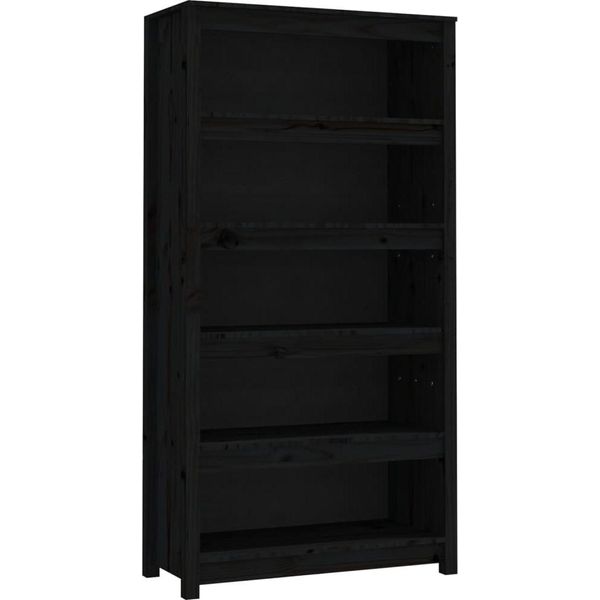 Libreria Nera 80X35X154 Cm In Legno Di Pino Massiccio-image