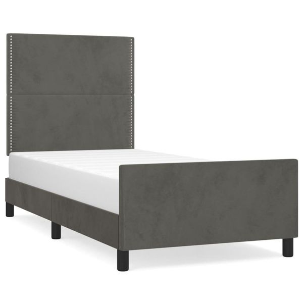 Vidaxl Struttura Letto Senza Materasso Grigio Scuro 100X200 Cm Velluto-image