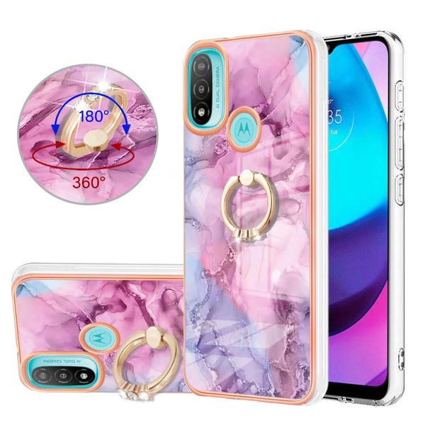 Custodia Per Motorola Moto E20 / E30 / E40, Custodia Protettiva In Silicone Tpu A Fantasia Con Supporto Ad Anello Rosa-image