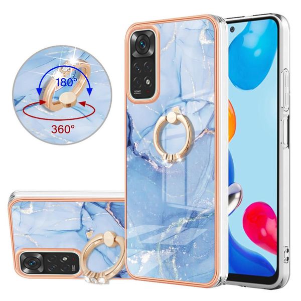Custodia Per Xiaomi Redmi Note 11S / Note 11 4G, Custodia Protettiva In Silicone Tpu A Fantasia Con Supporto Ad Anello Blu-image