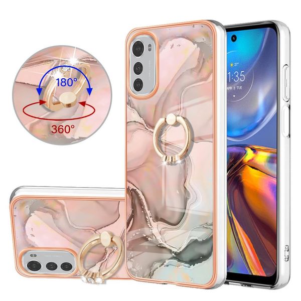Custodia Per Motorola Moto E32, Custodia Protettiva In Silicone Tpu A Fantasia Con Supporto Ad Anello CrèMe-image