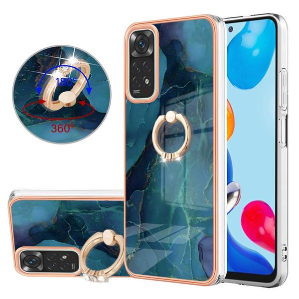 Custodia Per Xiaomi Redmi Note 11S / Note 11 4G, Custodia Protettiva In Silicone Tpu A Fantasia Con Supporto Ad Anello Verde-image