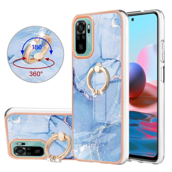 Custodia Per Xiaomi Redmi Note 10S / Note 10 4G, Custodia Protettiva In Silicone Tpu A Fantasia Con Supporto Ad Anello Blu-image