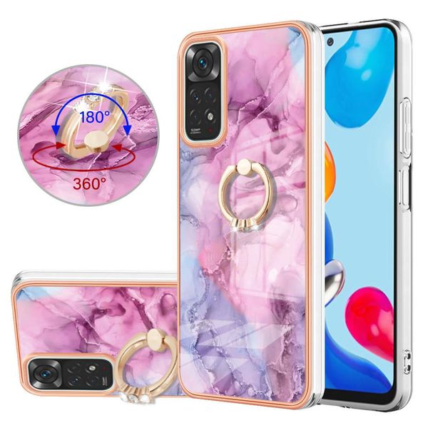 Custodia Per Xiaomi Redmi Note 11S / Note 11 4G, Custodia Protettiva In Silicone Tpu A Fantasia Con Supporto Ad Anello Rosa-image