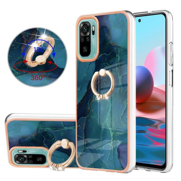 Custodia Per Xiaomi Redmi Note 10S / Note 10 4G, Custodia Protettiva In Silicone Tpu A Fantasia Con Supporto Ad Anello Verde-image