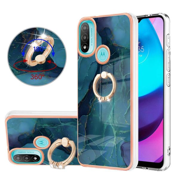 Custodia Per Motorola Moto E20 / E30 / E40, Custodia Protettiva In Silicone Tpu A Fantasia Con Supporto Ad Anello Verde-image