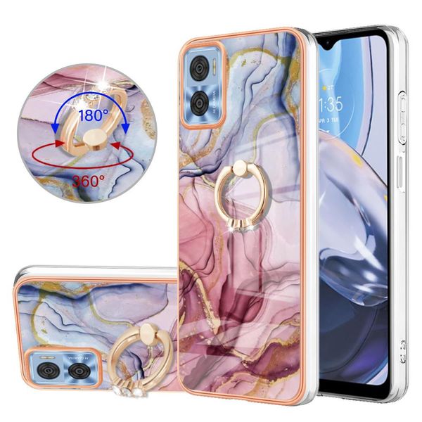 Custodia Per Motorola Moto E22 / E22I, Custodia Protettiva In Silicone Tpu A Fantasia Con Supporto Ad Anello Oro Rosa-image