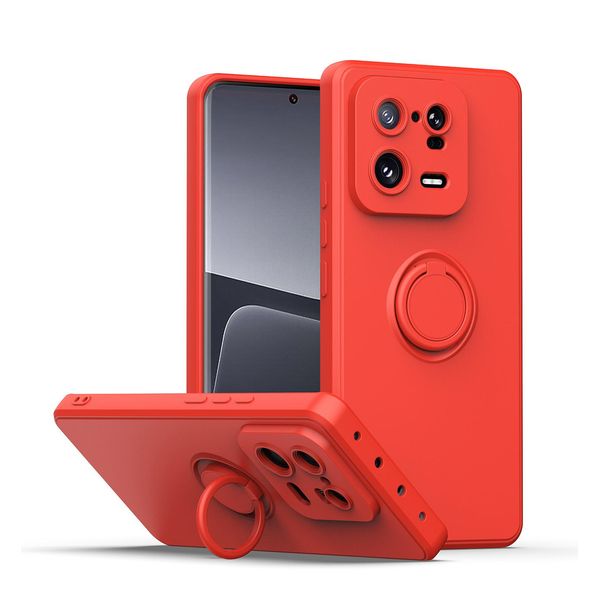 Custodia Xiaomi 13 Pro, Con Supporto Ad Anello E Supporto, Resistente Ai Graffi, Custodia In Silicone Morbido Per Xiaomi 13 Pro Rosso-image