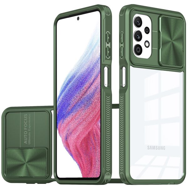Custodia Galaxy A32 5G, Custodia Ibrida Trasparente In Tpu Con Copertura Scorrevole Della Fotocamera Samsung Galaxy A32 5G Verde-image