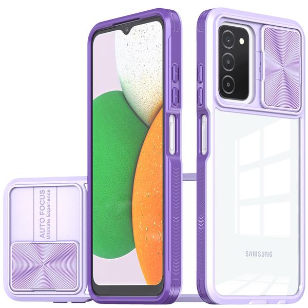 Custodia Galaxy A53 5G, Custodia Ibrida In Tpu Trasparente Con Copertura Scorrevole Per Fotocamera Samsung Galaxy A53 5G Viola-image