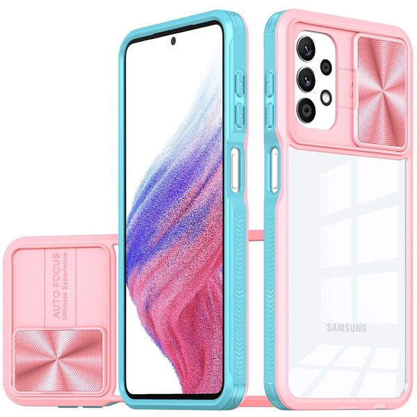Custodia Galaxy A33 5G, Custodia Ibrida In Tpu Trasparente Con Copertura Scorrevole Per Fotocamera Samsung Galaxy A33 5G Rosa-image