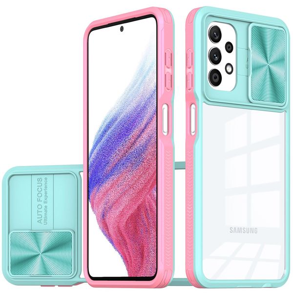Custodia Galaxy A33 5G, Custodia Ibrida In Tpu Trasparente Con Copertura Scorrevole Per Fotocamera Samsung Galaxy A33 5G Azzurro-image