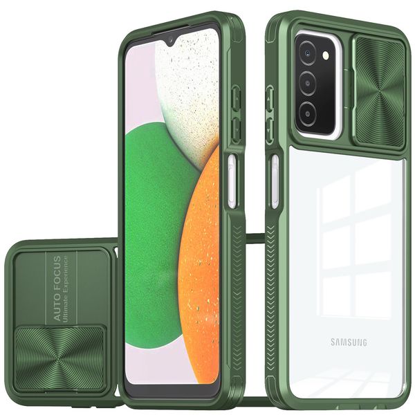 Custodia Galaxy A53 5G, Custodia Ibrida In Tpu Trasparente Con Copertura Scorrevole Per Fotocamera Samsung Galaxy A53 5G Verde-image