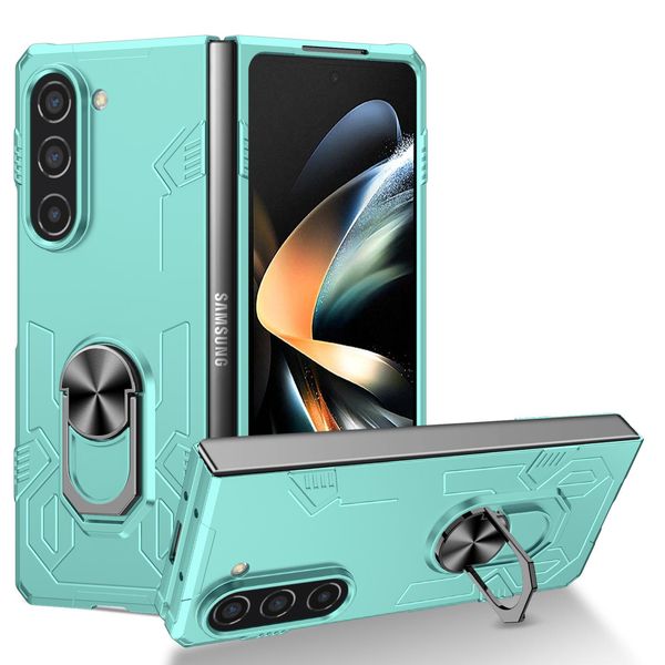 Custodia Per Samsung Galaxy Z Fold 5, Robusta Custodia Rigida In Pc, Antiurto Con Supporto Ad Anello E Supporto Blu Cielo-image