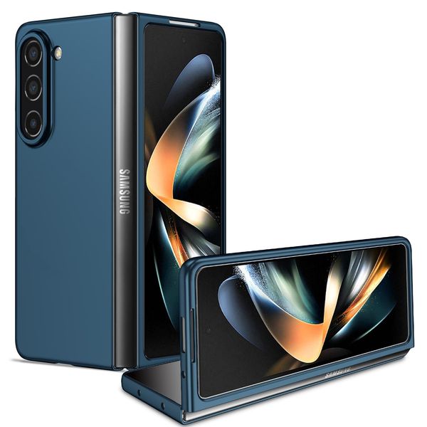 Custodia Per Samsung Galaxy Z Fold 5, Sottile Custodia Rigida In Pc Antigraffio Blu Scuro-image