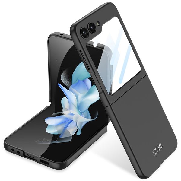 Custodia Per Samsung Galaxy Z Flip 5 Custodia Pc Solida Sottile E Opaca Con Pellicola Protettiva Sul Display Nero-image