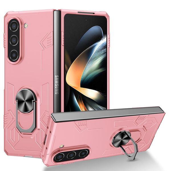 Custodia Per Samsung Galaxy Z Fold 5, Robusta Custodia Rigida In Pc, Antiurto, Con Supporto Ad Anello E Supporto Rosa-image