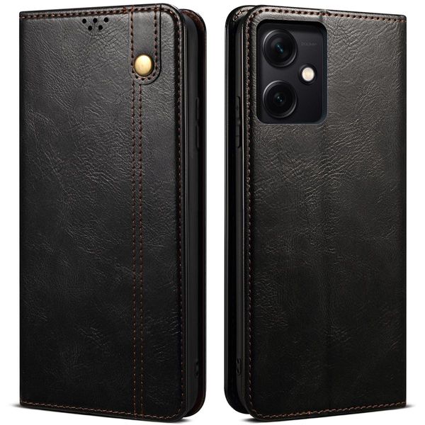 Custodia Per Xiaomi Redmi Note 12, Portafoglio In Pelle Flip Case Con Funzione Stand Nero-image