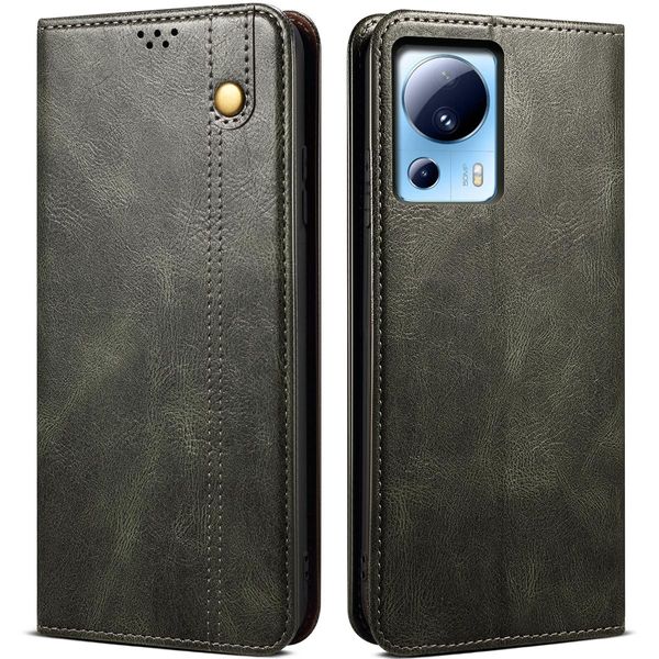 Custodia Per Xiaomi 13 Lite, Custodia In Pelle Flip Wallet Con Funzione Stand Verde-image