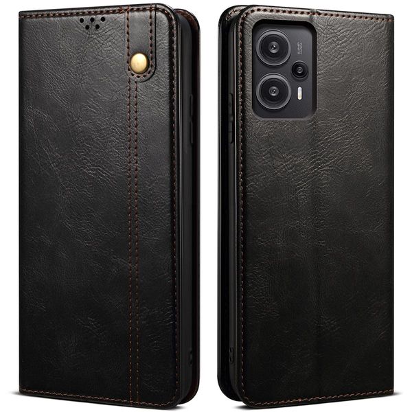 Custodia Per Xiaomi Poco F5 / Redmi Note 12 Turbo, Portafoglio In Pelle Flip Case Con Funzione Stand Nero-image