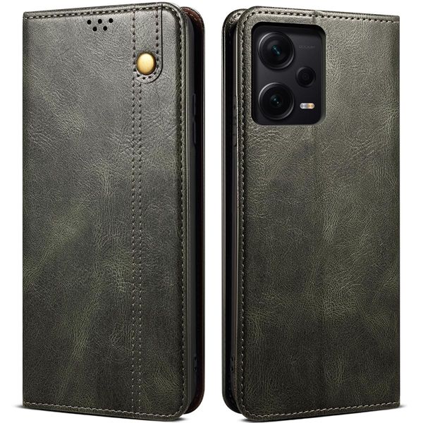Custodia Per Xiaomi Redmi Note 12 Pro 5G, Custodia In Pelle Flip Wallet Con Funzione Stand Verde-image