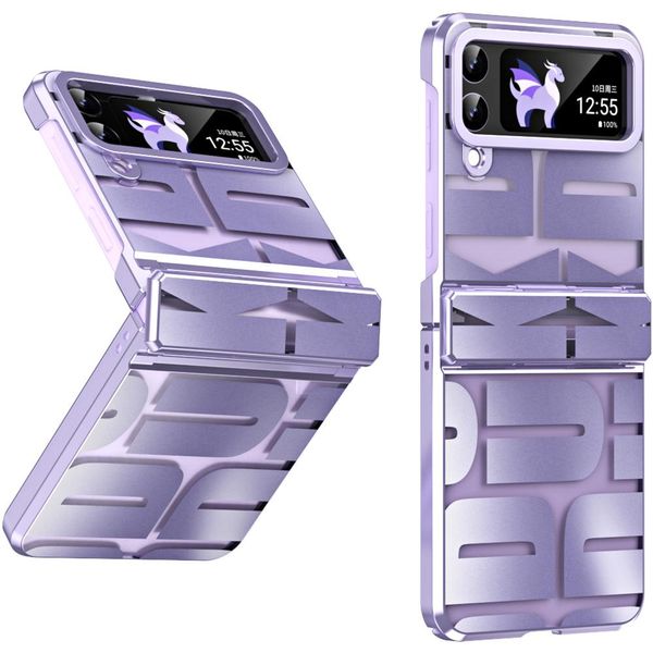 Custodia Per Samsung Galaxy Z Flip 4 5G, Custodia Galvanizzata Trasparente Con Protezione Della Cerniera Viola-image