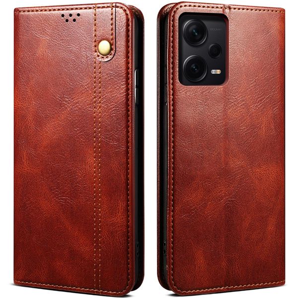 Custodia Per Xiaomi Redmi Note 12 Pro 5G, Portafoglio In Pelle Flip Case Con Funzione Stand Rosso-image