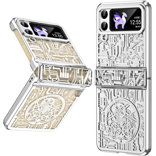 Custodia Per Samsung Galaxy Z Flip 3 5G Custodia Protettiva Galvanizzata Con Protezione Della Cerniera Argento-image