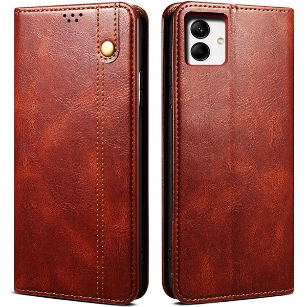Custodia Per Samsung Galaxy A04 4G, Custodia In Pelle Flip Wallet Con Funzione Stand Rosso-image