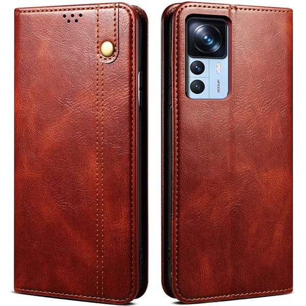 Custodia Per Xiaomi 12T / 12T Pro / Redmi K50 Ultra, Custodia In Pelle Flip Wallet Con Funzione Stand Rosso-image