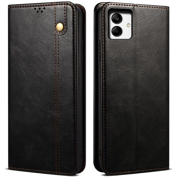 Custodia Per Samsung Galaxy A04 4G, Custodia In Pelle Flip Wallet Con Funzione Stand Nero-image