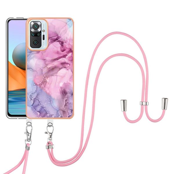 Custodia Con Cinturino Per Xiaomi Redmi Note 10 Pro / Note 10 Pro Max, Paraurti In Tpu A Fantasia, Custodia Protettiva Con Cinturino Regolabile Rosa-image