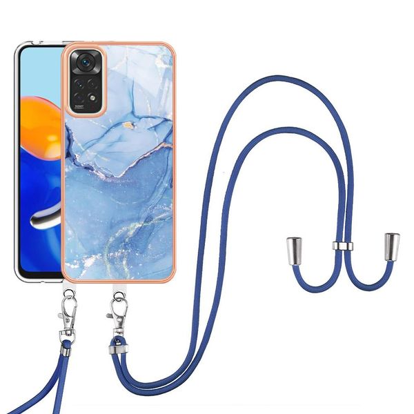 Custodia Con Cinturino Per Xiaomi Redmi Note 11S / Note 11 4G, Bumper In Tpu A Fantasia, Custodia Protettiva Con Cinturino Regolabile Blu-image