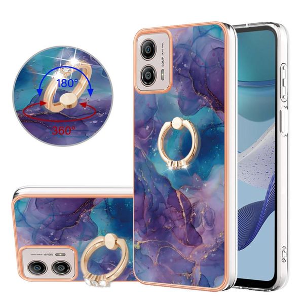 Custodia Per Motorola Moto G53, Custodia Protettiva In Silicone Tpu A Fantasia Con Supporto Ad Anello Viola-image
