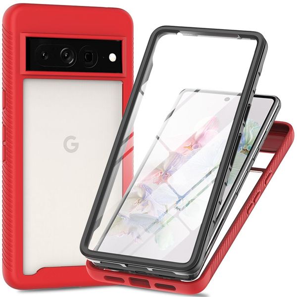 Custodia Per Google Pixel 8 Pro, Paraurti Con Protezione Dello Schermo A 360° Integrata, Custodia Protettiva Per Tutto Il Corpo, Rosso-image