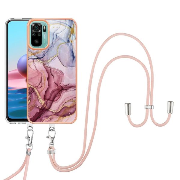 Custodia Con Cinturino Per Xiaomi Redmi Note 10S / Note 10 4G, Paraurti In Tpu A Fantasia, Custodia Protettiva Con Cinturino Regolabile Oro Rosa-image