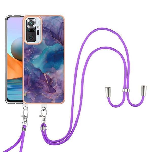 Custodia Con Cinturino Per Xiaomi Redmi Note 10 Pro / Note 10 Pro Max, Paraurti In Tpu A Fantasia, Custodia Protettiva Con Cinturino Regolabile Viola-image
