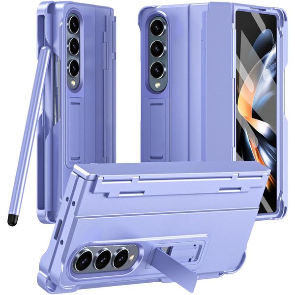 Custodia Per Samsung Galaxy Z Fold 4 5G Cover Rigida Antiurto Con Penna, Protezione Cerniera E Protezione Schermo Viola-image