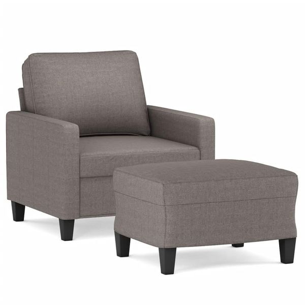 Vidaxl Poltrona Con Sgabello Taupe 60 Cm In Tessuto-image