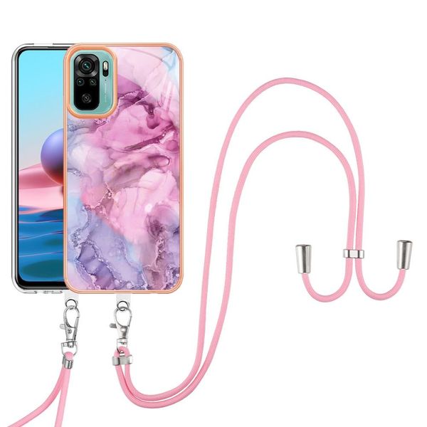 Custodia Con Cinturino Per Xiaomi Redmi Note 10S / Note 10 4G, Paraurti In Tpu A Fantasia, Custodia Protettiva Con Cinturino Regolabile Rosa-image