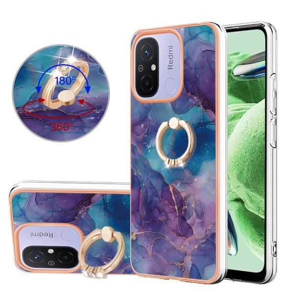 Custodia Per Xiaomi Redmi 12C, Custodia Protettiva In Silicone Tpu A Fantasia Con Supporto Ad Anello Viola-image