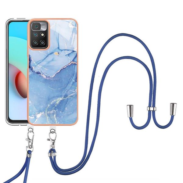 Custodia Con Cinturino Per Xiaomi Redmi 10, Bumper In Tpu A Fantasia, Custodia Protettiva Con Cinturino Regolabile Blu-image