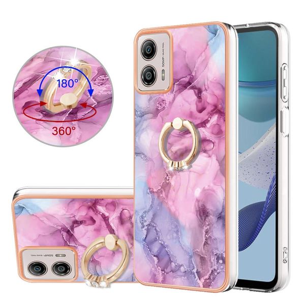 Custodia Per Motorola Moto G53, Custodia Protettiva In Silicone Tpu A Fantasia Con Supporto Ad Anello Rosa-image