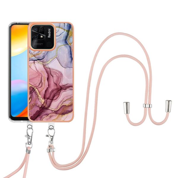 Custodia Con Cinturino Per Xiaomi Redmi 10C, Paraurti In Tpu A Fantasia, Custodia Protettiva Con Cinturino Regolabile Oro Rosa-image