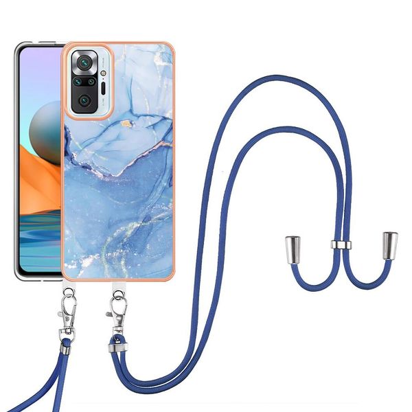 Custodia Con Cinturino Per Xiaomi Redmi Note 10 Pro / Note 10 Pro Max, Paraurti In Tpu A Fantasia, Custodia Protettiva Con Cinturino Regolabile Blu-image